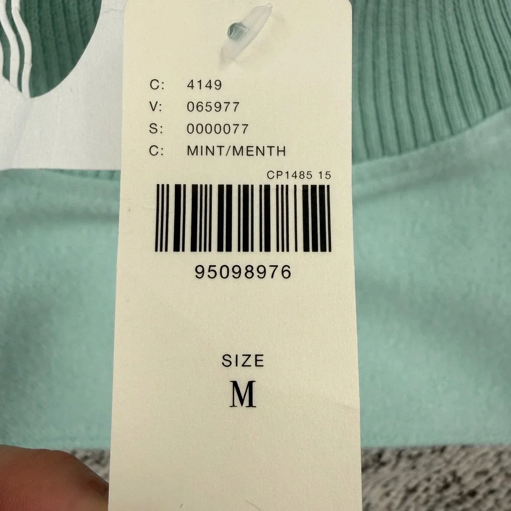 Daily Practice Mint Striped Mock Neck Wide Sleeve‎ Sweater Size M